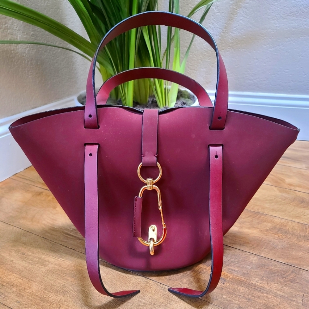 Authentic Zac Posen Merlot Belay Bucket Tote